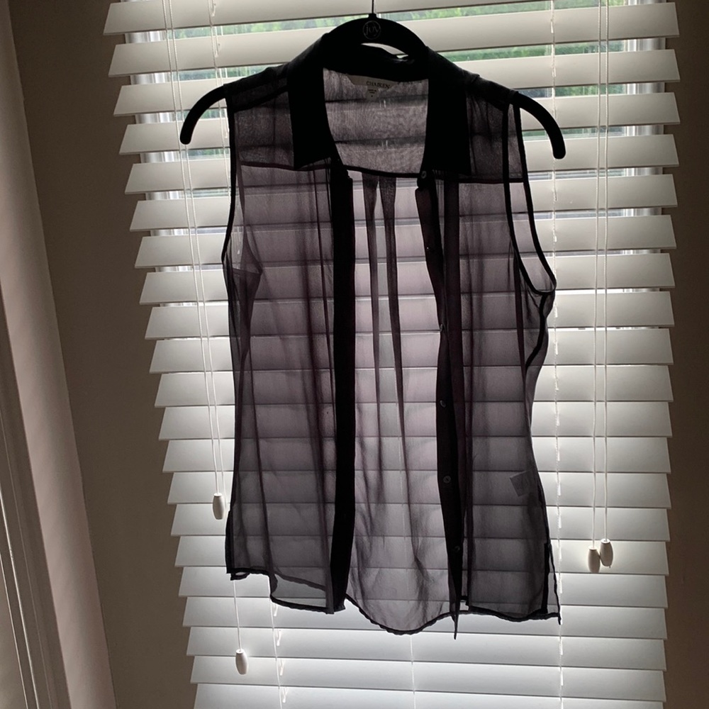 Sheer silk blouse- sleeveless and perfect for summer nights out!